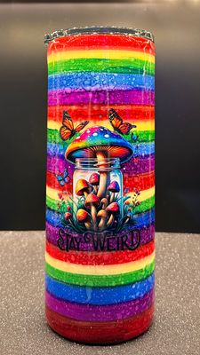 #141- 30oz Fatty serape with stay weird UVDTF
