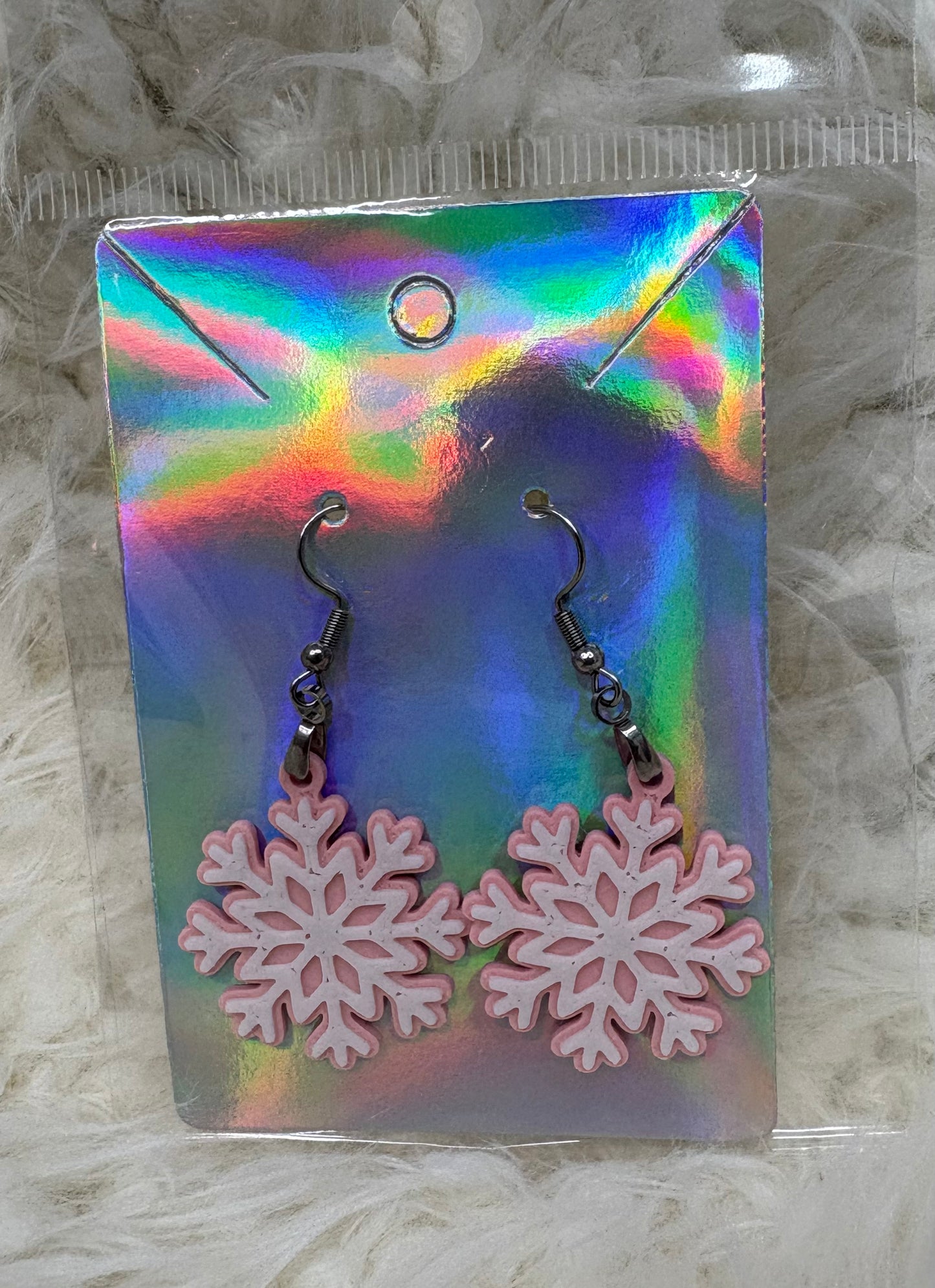 Pink Snowflake Earrings