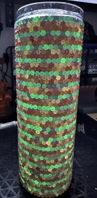 #11- 20oz glass neon glow rhinestone tumbler