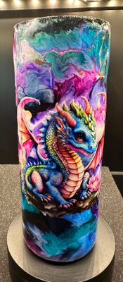 #136- 25 oz Ink Swirl Dragon tumbler