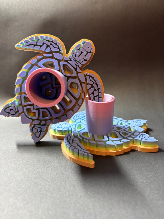 Sea Turtle Tumbler stand- Pastel rainbow