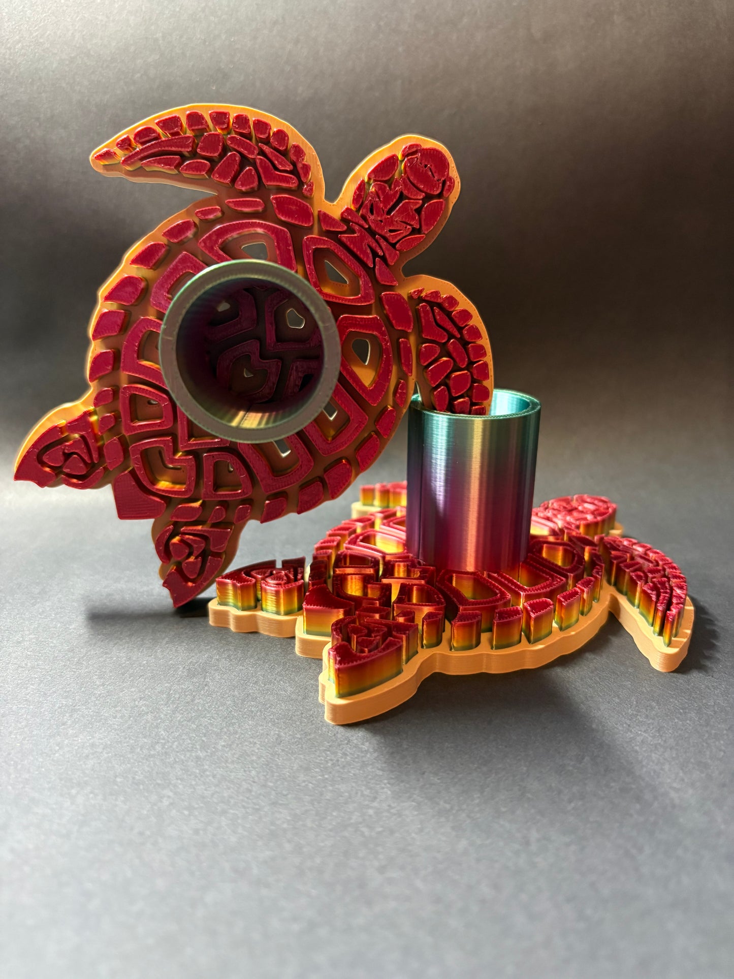 Sea Turtle Tumbler stand- Dark rainbow