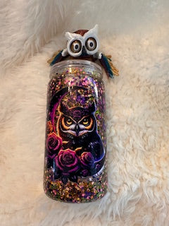 16oz Acrylic Snowglobe Tumbler- Owl