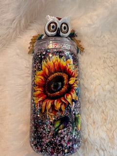 16oz Acrylic Snowglobe Tumbler- Sunflower