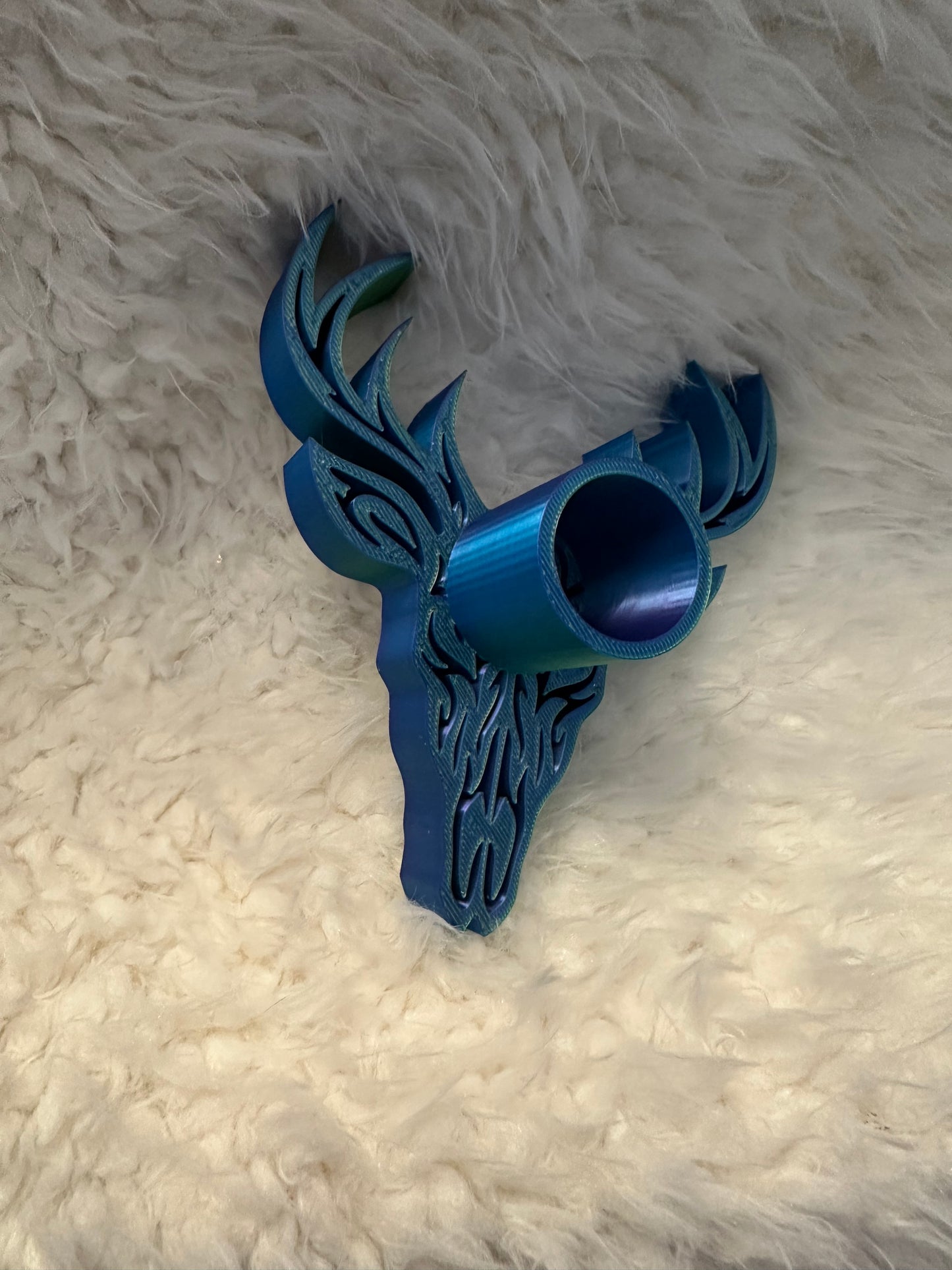 Cow Skull Tumbler stand Blue/Purple/Green shift