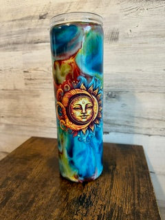 #17- 30oz Ink Tumbler with glow w Sun and Moon UVDTF