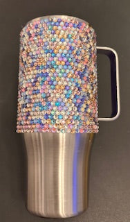 #9- 24oz Glass Rhinestone Handle tumbler